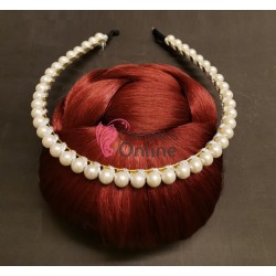 Bentita deosebita pentru par cu perle color Cod MTR14 Argintiu